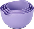 BoxedHome Nesting Plastic Mixing Bowl Set, 4 Piece Mixing Bowl Set with Pour Spouts, Size 1.7, 2.5, 3.5 and 4.5qt, for Prepping, Mixing, Baking, Cooking(2023 New Version, Purple)