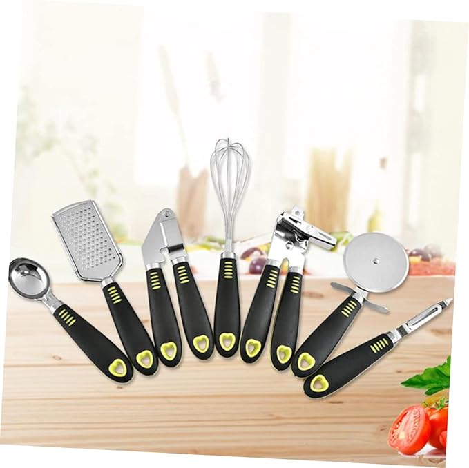 7pcs Stainless Steel Kitchen Gadgets Cooking Tools Set Cheese Grater Pizza Wheel Can Opener