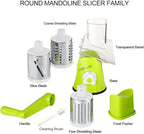 Cambom Rotary Cheese Grater Hand Crank Cheese Shredder for Fresh Cheese, Vegetable, Nuts,Non-slip Suction Base, Free Cleaning Brush Three Blades, Green