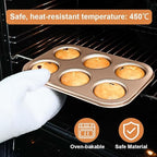 2 Packs Premium Steel Muffin Pan for Baking, Round Muffin Baking Pan, Baking Tray for Muffins, Cupcakes, Brownie(Gold, 6 Cup)