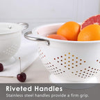Rorence Powder Coated Steel Colanders: 1.5 Quart 3 Quart & 5 Quart Set of 3 - White