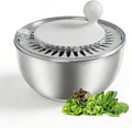 Stainless Steel Salad Spinner, 5L Capacity Vegetable Washer, Lettuce Dryer with Non-Slip Base and Stop Button, 9.65 Inch Diameter Salad Bowl Fruit Washer
