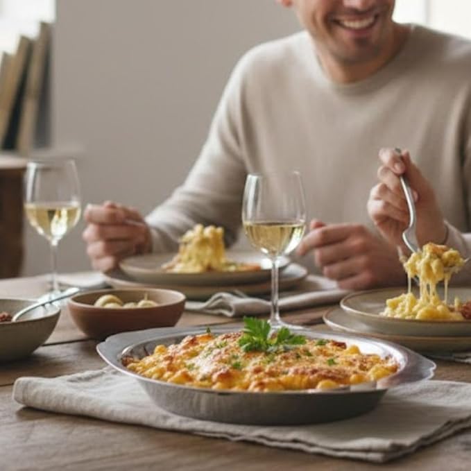 Soro Essentials- 6 oz. Stainless Steel Round Au Gratin Dish Set of 8- Serving Dish for Individual Serving Casseroles Lasagna and Cobblers Table Serving Dishes Casserole Dishes Individual Gratin Dishes