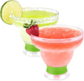 Host FREEZE Stemless Margarita Glasses, Insulated Plastic Cocktail Glasses for Frozen Drinks, Double Wall Chiller Cups for Beach, Outdoor Party, Home Bar, Margarita Gifts, 12 oz, Set of 2, Green