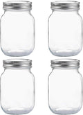 YINGERHUAN Glass Regular Mouth Mason Jars, 16 oz Clear Glass Jars with Silver Metal Lids for Sealing, Canning Jars for Food Storage, Overnight Oats, Dry Food, Snacks, Candies, DIY Projects (4PACK)