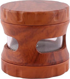 4-Piece Spice Grinder with Magnetic Lid, Resin Wood Grain Grinder with Integrated Screen & Transparent Storage Chamber, Manual Kitchen Seasoning Grinder