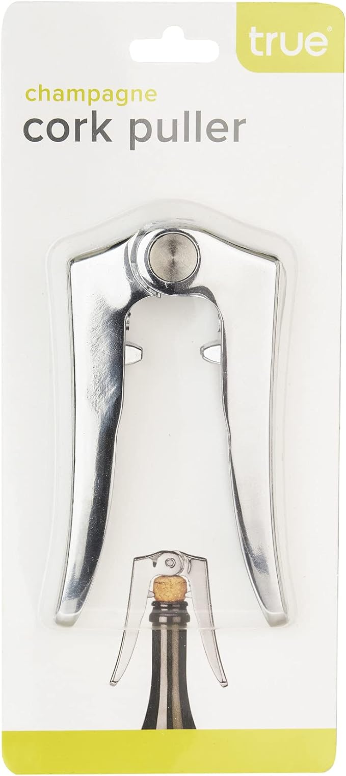 True Burst Stainless Steel Champagne Cork Remover, Spring Hinge Design Bottle Opener for Champagnes, Home Bar Accessories, Sommelier and Bartender Tools, Set of 1
