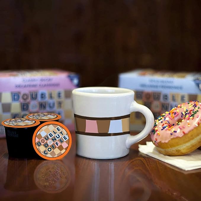 Double Donut Coffee High Caffeine Coffee Pods, Extra Strong Double Caffeine Coffee Cups for Keurig K Cup Brewer Machines Single Serve Dark Roast Coffee, 80 Count