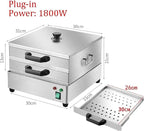 Rice Noodle Roll Steamer Rice Noodle Rolls Machine for Cooking Food Is Heated Evenly 2 Layer Rice Noodle Roll Steamer Machine for Cooking Dim Sum Buns Dumplings