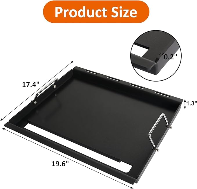 Full-Size Griddle Inserts with Handles for Weber Spirit 200 Spirit II 200 Series Grills Flat Top Cooking Pan Replacement Part for Weber Spirit I & II E-210 E-220 S-210 S-220 Series