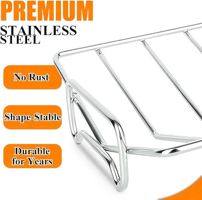 Stainless Steel Turkey Roasting V Rack, Roaster Racks for Smoking and Grilling Poultry Chicken, and Pork Cooking Rack for Roasting Pan for Kamado, Smoker, Green Egg Accessories, Dishwasher Safe