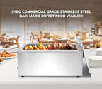 SYBO Commercial Grade Stainless Steel Bain Marie Buffet Food Warmer Steam Table for Catering and Restaurants (1 Section)