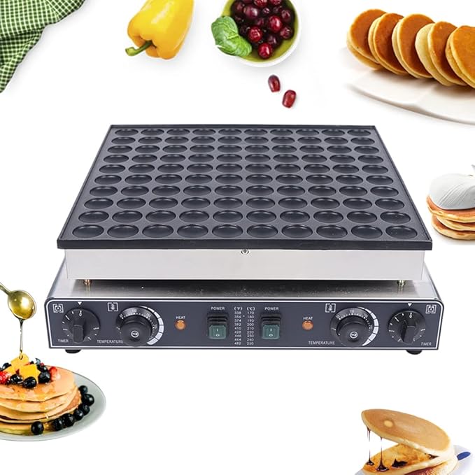 100PCS Mini Dutch Pancake Baker, Electric Waffle Maker Machine Nonstick, Poffertjes Maker Dorayaki Baker 1.8 Inches for Home and Restaurants, 110V, 3400W