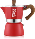 Bincoo Espresso Maker Stovetop, Moka Pot 3 Cups, Espresso Pot Classic Italian Coffee Maker,Single Safety Valve (Red, 3 Cup)