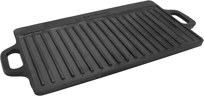 Coghlan's Cast Iron Griddle – Reversible Pre-Seasoned Camping Cookware for Grilling, Frying, and Outdoor Cooking – Durable and Versatile Skillet Pan, 18 x 9 Inches