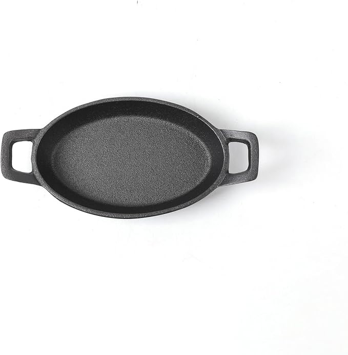 HAWOK Cast Iron Mini Oval Serving Dish, 6.1 inchx 3.85 inch, 8oz, Pre-seasoned