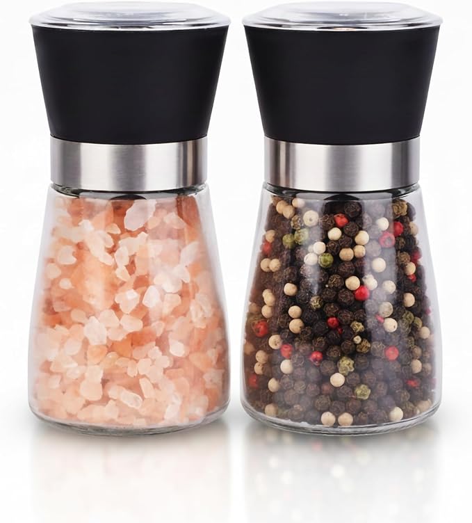 Salt and Pepper Grinder Shakers Set Spice Mill Refillable Grinders (2.5 inches x 5.1 inches)