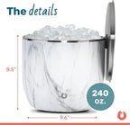 Snowfox XL - Insulated Ice Bucket with Lid/Scoops, Premium Vacuum Insulated Stainless Steel Ice Buckets for Parties, Ice Box, Home Bar Accessories, Parties Supplies, Bar Decor, 7L, Marble
