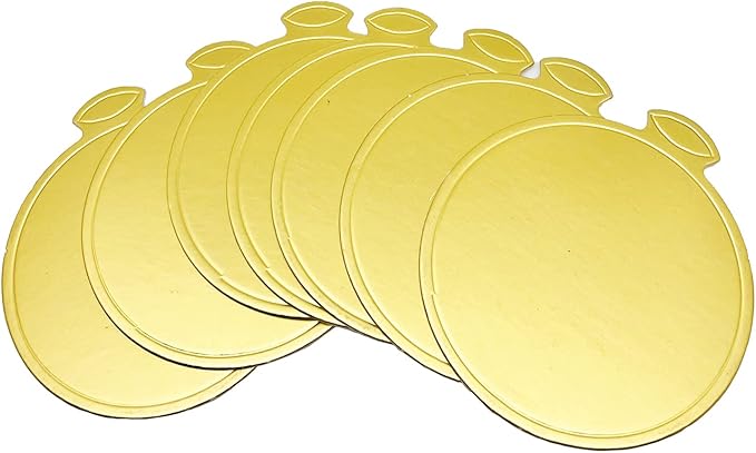 100pcs Mini Cake Boards, 3.1" Mini Round Cardboard, Mousse Cupcake Base for Cake Dessert, Golden