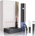 Electric Wine Opener Gift Set with Power Dock-Automatic Rechargeable Bottle Corkscrew-Foil Cutter, Aerator Pourer, Vacuum Wine Stopper - Present Housewarming, Christmas & Birthday