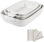 Ceramic Casserole Dishes Set of 3, Stoneware Baking Pans for Oven, Rectangular Lasagna Dish & Bakeware Set (14.7’’/12.4’’/10.3’’)