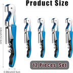 12 Pieces Professional Waiter Corkscrew Wine Openers,Blue Wine Keys Opener Stainless Steel Hinges Serrated Foil Cutter for Restaurant Waiters, Sommelier, Bartenders (Blue)