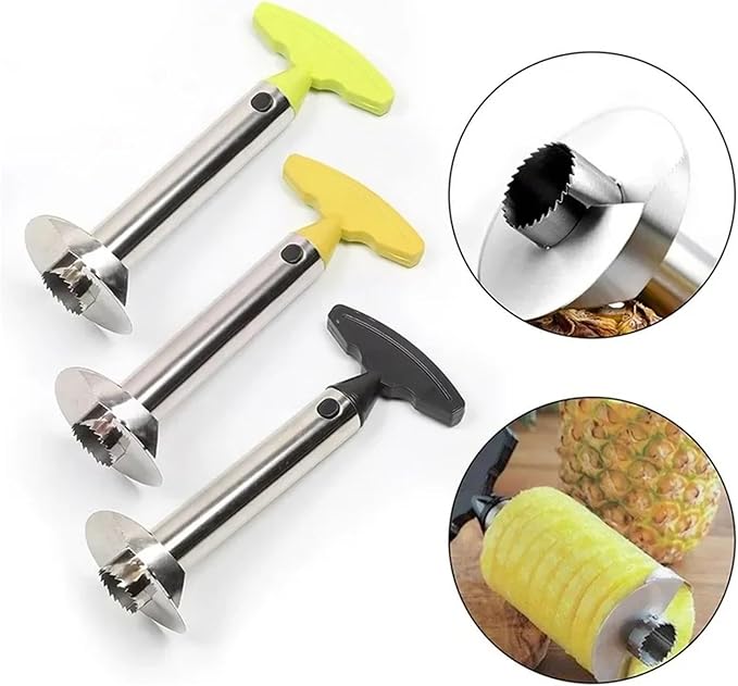 yongduogongsi Pineapple Slicer Peeler Cutter Stainless Steel Kitchen Fruit Tools Cooking Tools Kitchen Accessories Kitchen Gadgets(Black)