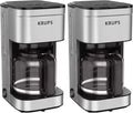KRUPS Coffee Maker 10 Cups Simply Brew Stainless Steel Drip Coffee Maker,900 Watts-Coffee Filter,Drip Free,Dishwasher Safe Pot,Black & Silver,(Pack of 2)