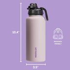 Vesmoon Vessence 32 Oz Stainless Steel Tea Infuser Bottle for Loose Leaf Tea, Water, Herbs, Fruits - Triple Layered Insulated, Leak Proof Bottle with Lid and Clip Handle - 24 Hours Hot/Cold