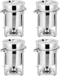 Commercial 11QT Soup Chafer Set, 4 Pack Stainless Steel Round Food Warmers Set with Pot, Notched Lids & Fuel Containers, Soup Warmers Ideal for Buffet Service & Event Catering