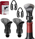 2-Pack Wine Aerator Pourer Spout With 2 Pack Wine Foil Cutter Tool, 2-in-1 Aerator Wine Pourer Wine Stopper, No Drip and No Spill Aerator for Wine Lovers, Gift Box Included - Black