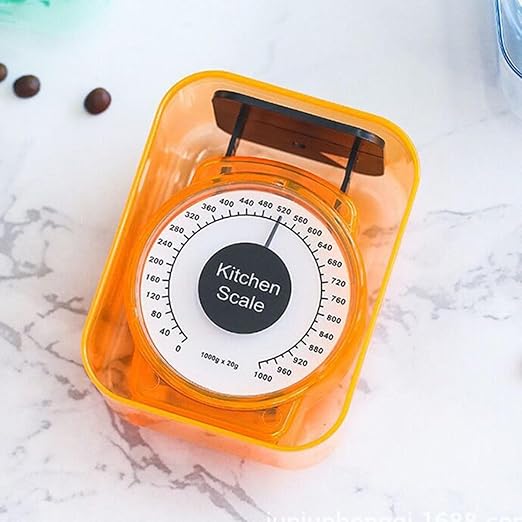 Cabilock Mechanical Kitchen Scale 1kg Portable Plastic Weighing Scale Multipurpose Cooking and Baking Food Measuring Tool Battery-Free Random Color