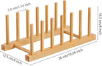 HBlife 2pcs Bamboo Dish Plate Bowl Cup Book Pot Lid Cutting Board Drying Rack Stand Drainer Storage Holder Organizer Kitchen Cabinet（Keep Dry）