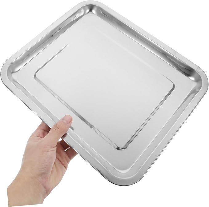 Cabilock Stainless Steel Baking for Toaster Ovens Rectangular Pan for Steaming Grilling Roasting Easy to Clean with Smooth Edges for Handling Baking Tray for Versatile Cooking