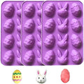 12 Cavities Chocolate Candy Molds -Silicone Easter Egg Fondant Mold for Cake Decorate Easter Day Party Supplies Set of 3