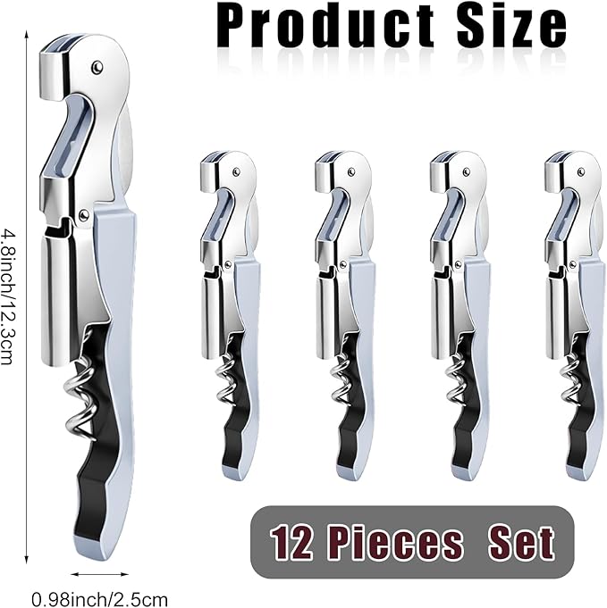 12 Pieces Professional Waiter Corkscrew Wine Openers,White Wine Keys Opener Stainless Steel Hinges Serrated Foil Cutter for Restaurant Waiters, Sommelier, Bartenders (White)