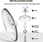 Glass Lid for Pots and Pans, 3 pcs Lid Replacement Set Cookware Cover (8 In + 10.25 In + 12 In)