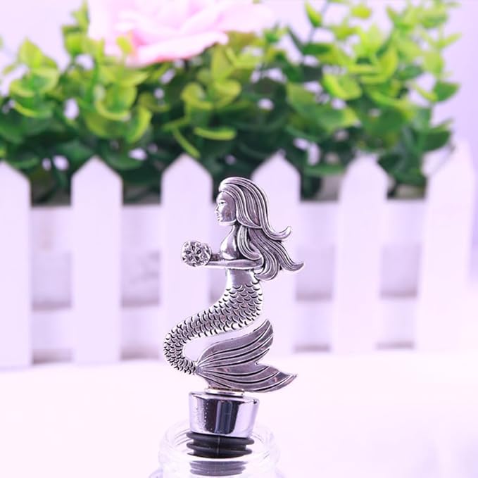 Zinc Alloy Animal Bar Liquor Bottle Pourer Liquor Pour Spout Sdjdhej 2Pcs Mermaid Head Bottle Tipping Nozzle Silicone Stoppers for Christmas and Halloween Decorations (mermaid)