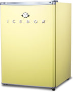 ICEBOX 2.5 Cu. Ft. Compact Refrigerator, ENERGY STAR Certified Small Refrigerator, Single Door Mini Fridge with Chiller Compartment, R600a Refrigerant, IBCR25SUN, Sun Yellow