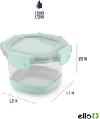 Ello Duraglass Refresh 4-Pack 2 Cup Reusable Glass Container Jar with Leak Proof Lids and Protective Silicone Sleeves | Perfect for Overnight Oats, Yogurt | BPA-Free | Dishwasher Safe | Garden Goals