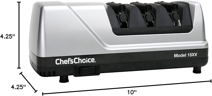 Chef’sChoice 15XV EdgeSelect Professional Electric Knife Sharpener with 100-Percent Diamond Abrasives and Precision Angle Guides for Straight Edge and Serrated Knives, 3-Stage, Gray