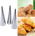Kslong Cream Horn Molds 12pcs Large Size 4.7 inch Baking Cones Stainless Steel Roll Horn Forms Conical Danish Pastry Croissant Cones Moulds