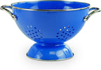 Reston Lloyd, 1.5 Quart Powder Coated Steel Kitchen Strainer Basket for draining Pasta, Vegetable and Fruit, Chrome Handles and Wide Stable Base, Azure