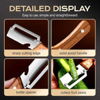 Multi-Functional Vegetable Peeler, Stainless Steel Blade with Wooden Handle for Fruits and Vegetables (1 Pc)