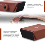 The Innovative Knife Sharpener - Patented Multi-Angle Premium Rolling Knife Sharpener with Extra Replacement Head for Chef's, Fruit, and All Steel Knives (Colorful Wood)