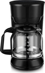 12-Cup Coffee Maker with Easy On/Off Switch, Easy Pour, Non-Drip Carafe with Removable Filter Basket,Keep Hot Plate,Clear Water Level Window Coffee Machine, Black (Black)