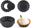 4 Pack Tart Pans Tortilla Pan Set Mini Tart Molds Carbon Steel Taco Shell for Baking 3 Inch Taco Salad Bowl Maker with Removable Bottom NonStick Tortilla Bowl Fluted Side for Quiche Cakes Pies (Black)