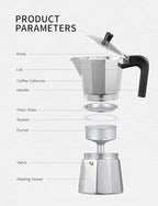 Yabano Stovetop Espresso Maker, 3 Cups Moka Coffee Pot Italian Espresso for Gas or Electric Ceramic Stovetop, Italian Coffee maker for Cappuccino or Latte