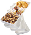 US Acrylic Avant White Plastic Divided Serving Trays (Set of 4) 15” x 5” | Narrow Reusable 3-Section Party Platters | Serve Appetizers, Fruit, Veggies, & Desserts | BPA-Free & Made in USA