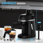 XIXUBX Coffee Machine, 3.5 Bar Espresso & Cappuccino Machine with Steam Wand, Compact Design Coffee Maker for Latte, Safety Lock & Tritan Cups, 800w, Black